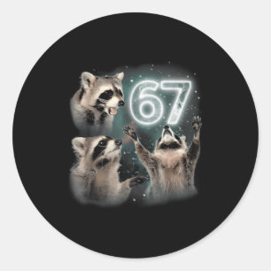 67 Meme Racoon Howling At The Moon Six Seven Trash Classic Round Sticker
