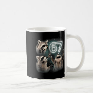 67 Meme Racoon Howling At The Moon Six Seven Trash Coffee Mug