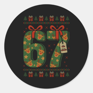 67 Meme Reindeer Christmas Ugly Sweater Xmas Celeb Classic Round Sticker