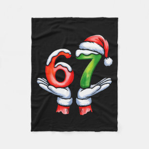 67 Meme Santa Claus Hand Funny Six Seven Christmas Fleece Blanket