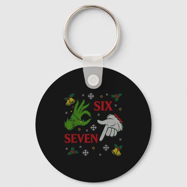 67 Meme Santa Hands Christmas Ugly Sweater Xmas Ce Keychain (Front)