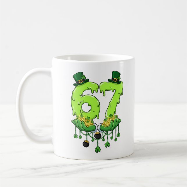 67 Meme Shamrocks Six Seven Shamrocks 6-7 St Patri Coffee Mug (Left)