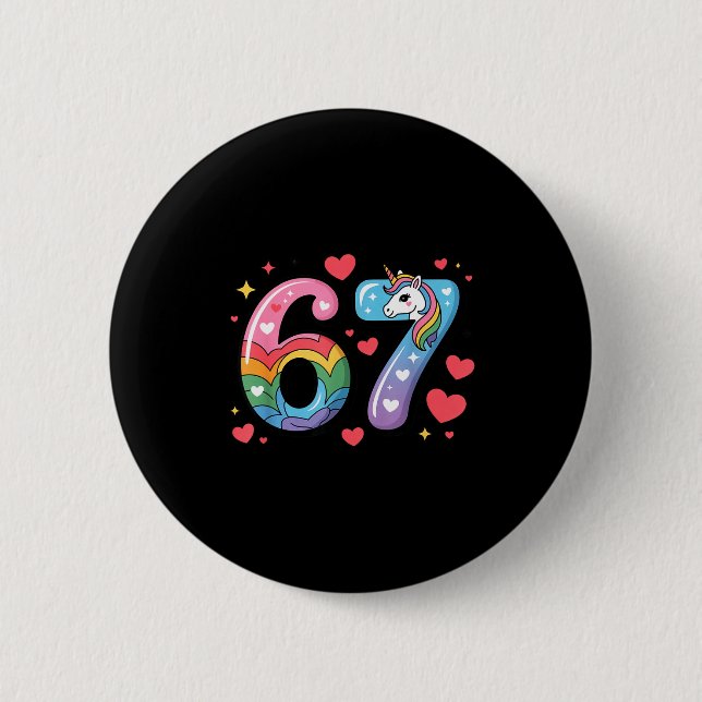 67 Meme Shirt Number Funny Six Seven 6 7  2 Inch Round Button (Front)