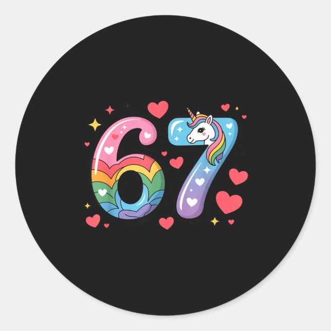 67 Meme Shirt Number Funny Six Seven 6 7  Classic Round Sticker (Front)