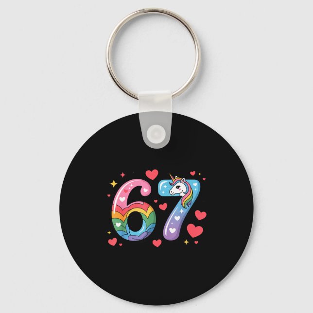 67 Meme Shirt Number Funny Six Seven 6 7  Keychain (Front)