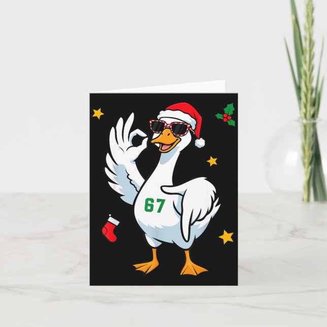 67 Meme Silly Goose 6 7 Funny Six Seven Christmas  Card (Front)