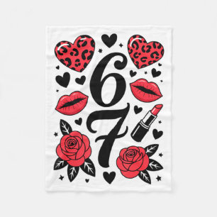 67 Meme Six Seven 67 Meme Six Seven 6 7 Valentine  Fleece Blanket