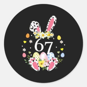 67 meme six seven 6 7 bunny leopard kids funny classic round sticker