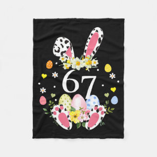 67 Meme Six Seven 6 7 Bunny Leopard Kids Funny Eas Fleece Blanket
