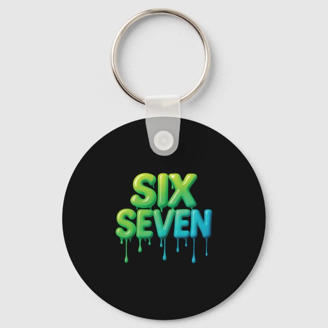67 Meme Six Seven 6-7 Funny Internet Joke Viral Tr Keychain (Front)
