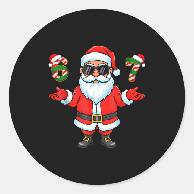 67 Meme Six Seven 6 7 Funny Santa Matching Xmas 67 Classic Round Sticker (Front)