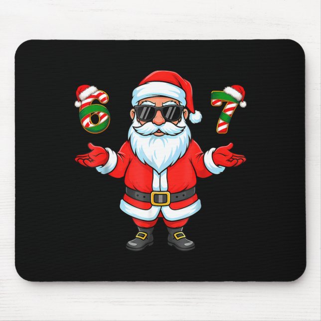 67 Meme Six Seven 6 7 Funny Santa Matching Xmas 67 Mouse Pad (Front)