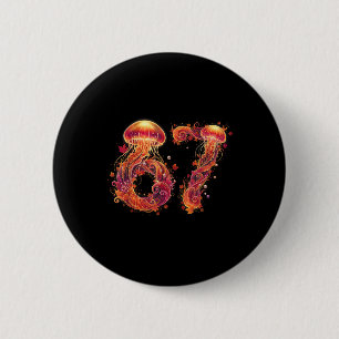 67 Meme Six Seven 6 7 Retro Jellyfish Sea Ocean Th 2 Inch Round Button