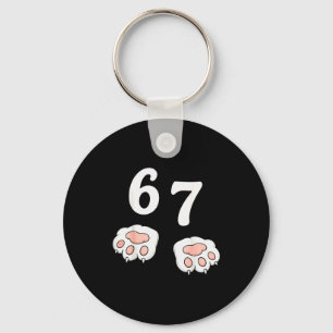 67 Meme Six Seven 6 7 Shirt Meme Funny Cat 67 Keychain