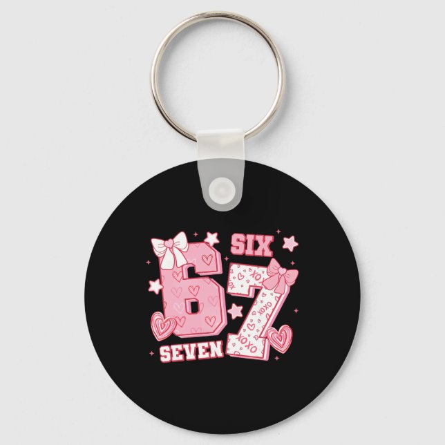 67 Meme Six Seven 6 7 Valentine Days  Keychain (Front)