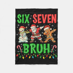 67 Meme Six Seven Bruh Dabbing Santa 6 7 Funny Chr Fleece Blanket
