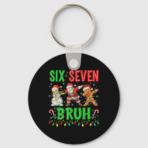 67 Meme Six Seven Bruh Dabbing Santa 6 7 Funny Chr Keychain