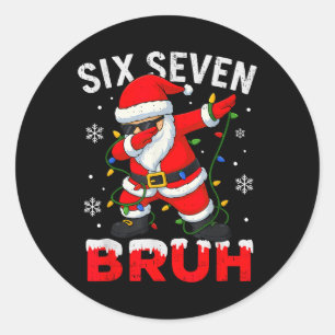67 Meme Six Seven Bruh Dabbing Santa Funny Christm Classic Round Sticker