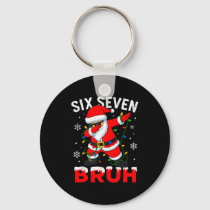 67 Meme Six Seven Bruh Dabbing Santa Funny Christm Keychain