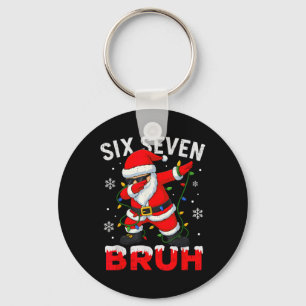 67 Meme Six Seven Bruh Dabbing Santa Funny Christm Keychain