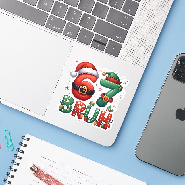 67 Meme Six Seven Bruh Funny Christmas 6 7 (Laptop w/ iPhone)