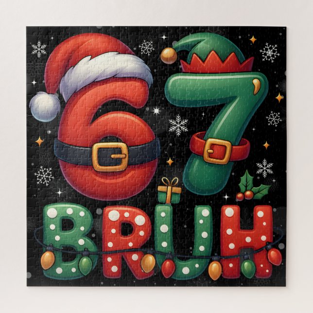 67 Meme Six Seven Bruh Funny Christmas 6 7 Jigsaw Puzzle (Vertical)