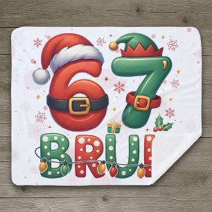 67 Meme Six Seven Bruh Funny Christmas 6 7 Sherpa Blanket