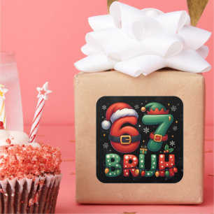 67 Meme Six Seven Bruh Funny Christmas 6 7 Square Sticker