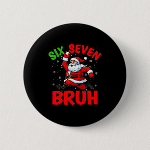 67 Meme Six Seven Bruh Santa Baseball Funny Christ 2 Inch Round Button