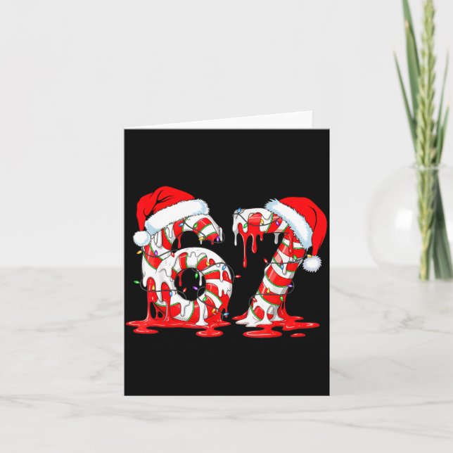 67 Meme Six Seven Candy Canes Drip Christmas Pajam Card (Front)