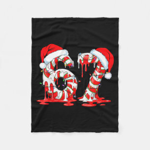 67 Meme Six Seven Candy Canes Drip Christmas Pajam Fleece Blanket