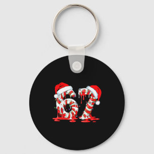 67 Meme Six Seven Candy Canes Drip Christmas Pajam Keychain