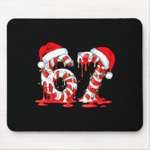 67 Meme Six Seven Candy Canes Drip Christmas Pajam Mouse Pad