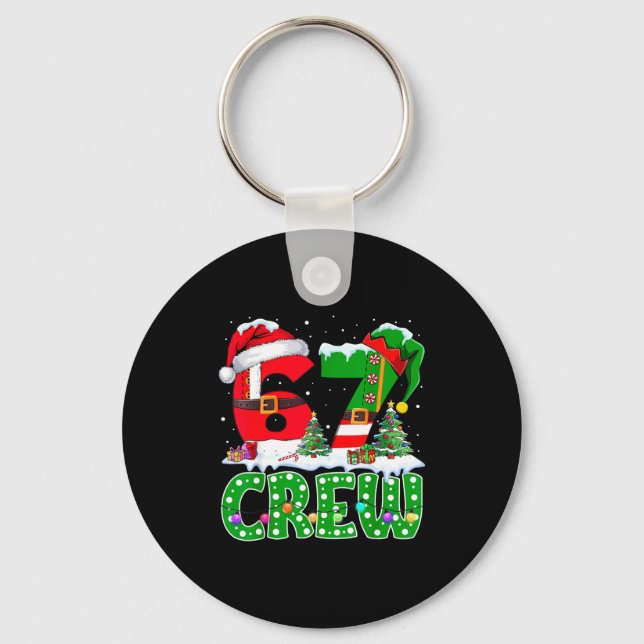 67 Meme Six Seven Christmas Crew Xmas Lights Famil Keychain (Front)