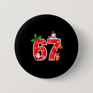 67 Meme Six Seven Christmas Pajamas For Women Men 2 Inch Round Button