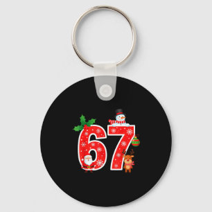 67 Meme Six Seven Christmas Pajamas For Women Men Keychain