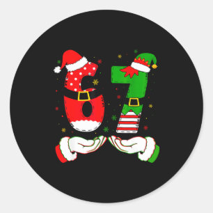 67 Meme Six Seven Christmas Shirt Kids Women Men B Classic Round Sticker