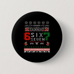 67 Meme Six Seven Christmas Ugly Sweater For Kids 2 Inch Round Button