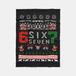 67 Meme Six Seven Christmas Ugly Sweater For Kids  Fleece Blanket