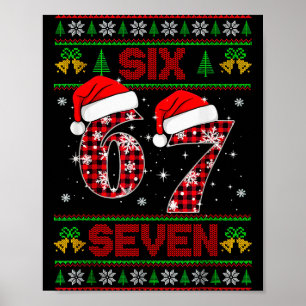 67 Meme Six Seven Christmas Ugly Sweater For Kids  Poster