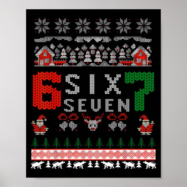 67 Meme Six Seven Christmas Ugly Sweater For Kids  Poster (Front)