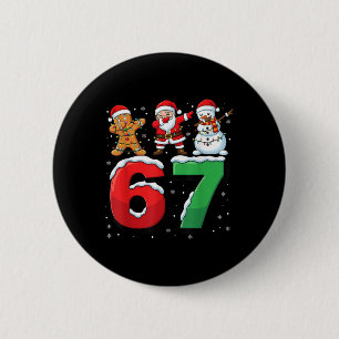 67 Meme Six Seven Dabbing Santa 6 7 Funny Christma 2 Inch Round Button