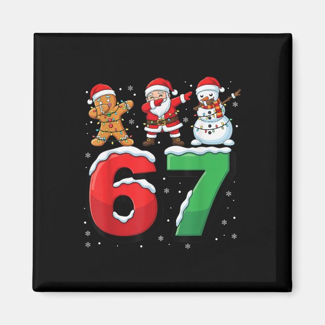 67 Meme Six Seven Dabbing Santa 6 7 Funny Christma Magnet (Front)