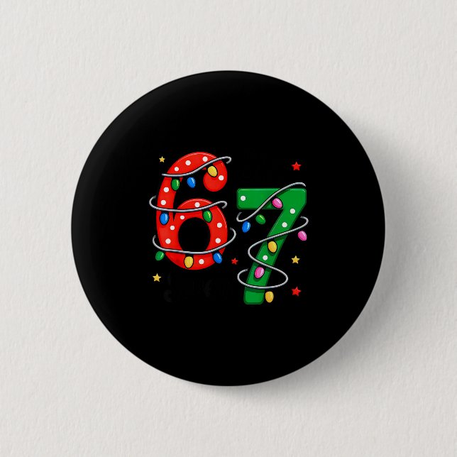 67 Meme Six Seven Funny Christmas Pajamas Boys Gir 2 Inch Round Button (Front)