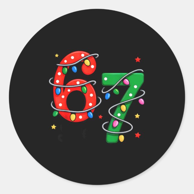 67 Meme Six Seven Funny Christmas Pajamas Boys Gir Classic Round Sticker (Front)