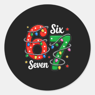 67 Meme Six Seven Funny Christmas Pajamas Boys Gir Classic Round Sticker