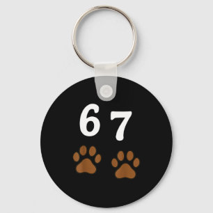 67 Meme Six Seven Funny Dog Paw  Keychain