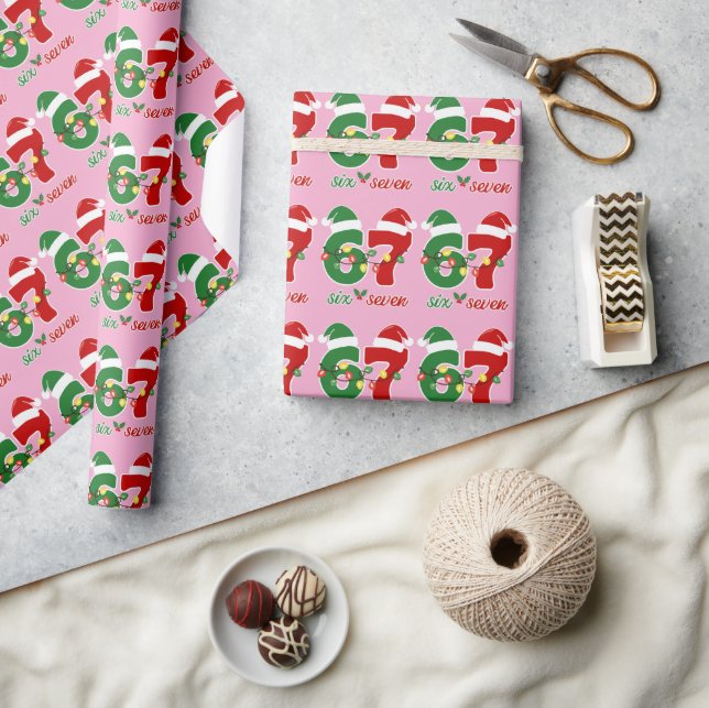 67 Meme Six Seven Gen Alpha Christmas  Wrapping Paper (Crafts)