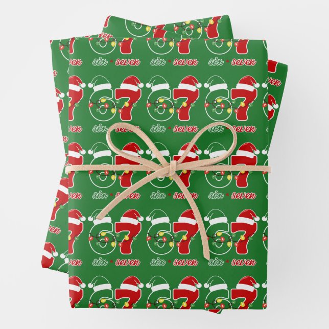67 Meme Six Seven Gen Alpha Christmas  Wrapping Paper Sheet (In situ)