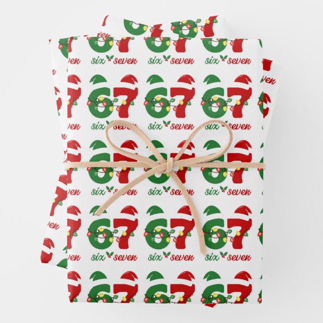 67 Meme Six Seven Gen Alpha Christmas  Wrapping Paper Sheet (In situ)